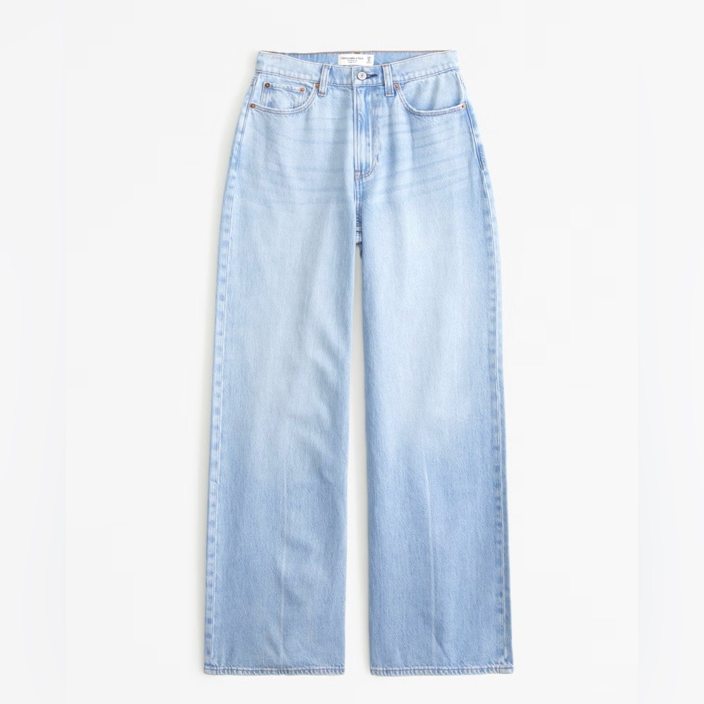 Abercrombie & Fitch Curve Love Wide Leg High Rise Jeans Size 24 Short Light Wash
